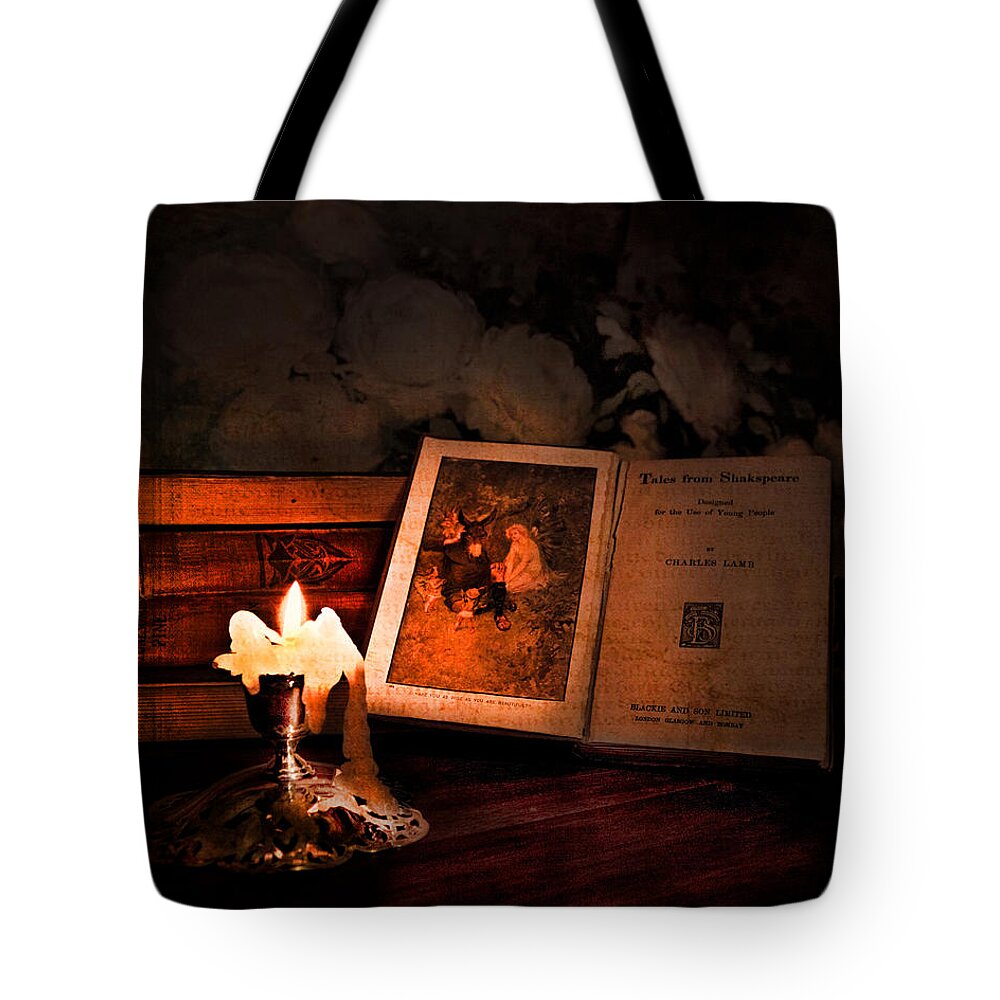 Vintage Still Life Tote Bag featuring the photograph Tales From Shakespeare by Theresa Tahara