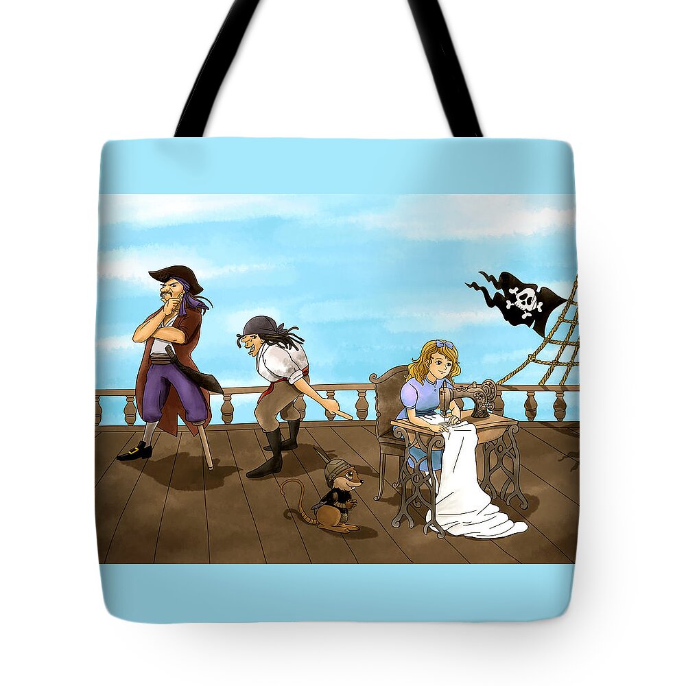 Pirate Tote Bag featuring the painting Tammy and the Pirates by Reynold Jay