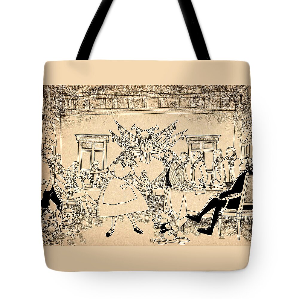 Wurtherington Tote Bag featuring the drawing Tammy in Indpendence Hall by Reynold Jay