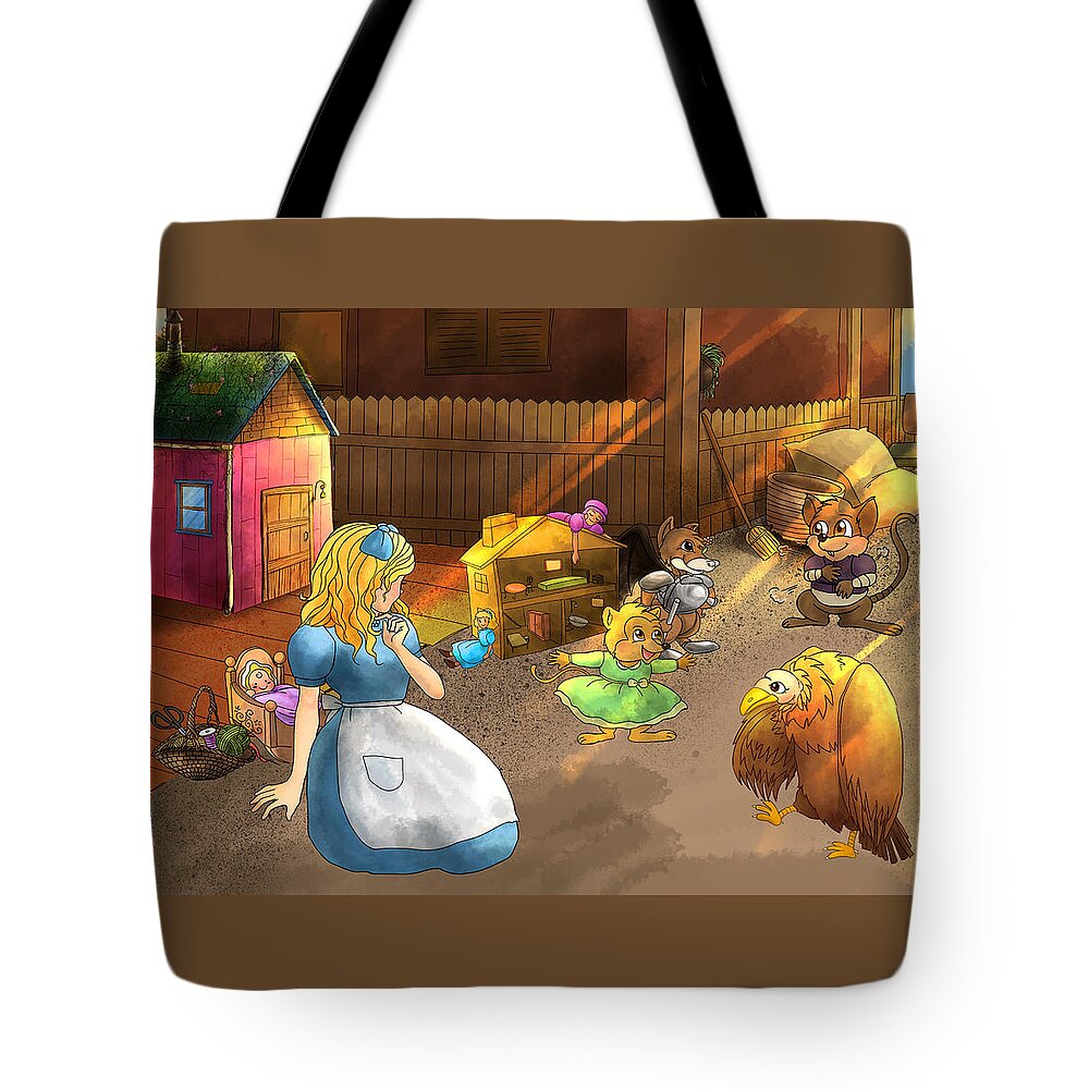  The Wurtherington Diary Tote Bag featuring the painting Tammy and Friends in the Backyard by Reynold Jay