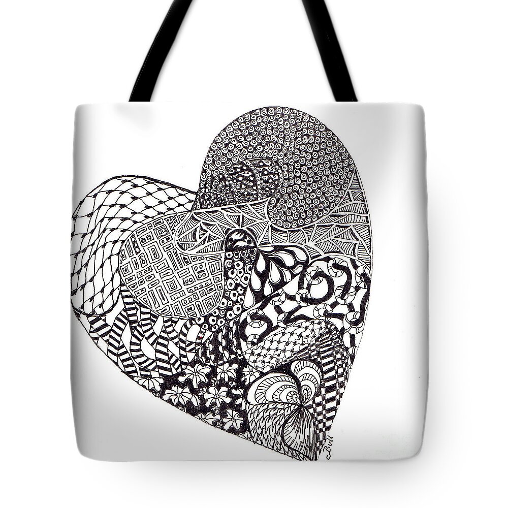 Heart Tote Bag featuring the drawing Tangled Heart by Claire Bull