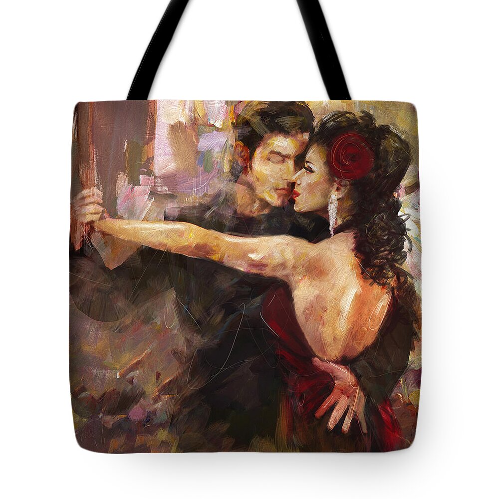 Jazz Tote Bag featuring the painting Tango - 2 by Mahnoor Shah