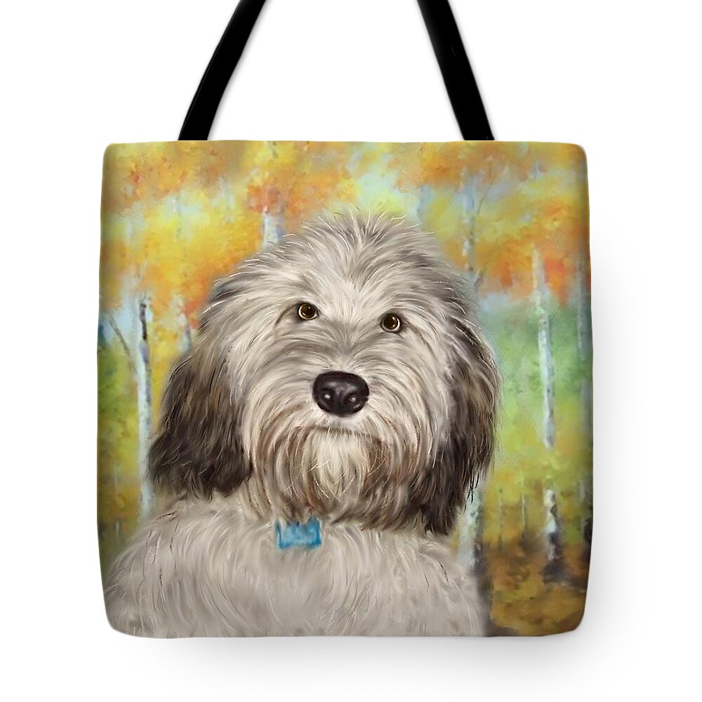 Dogs Tote Bag featuring the painting Tanner in Aspen by Colleen Taylor