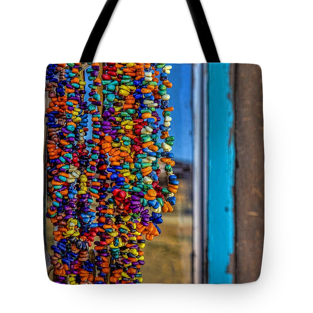 Turquoise Tote Bag featuring the photograph Taos Beads by Diana Powell