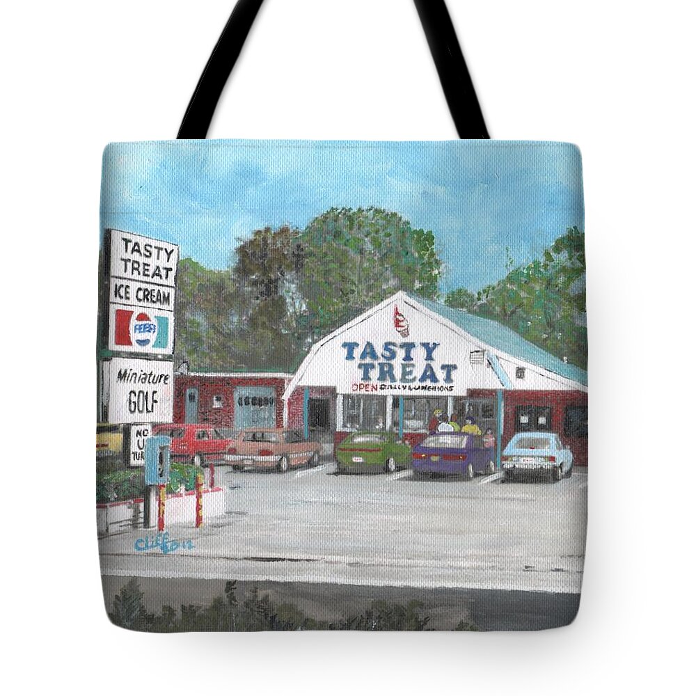 Cars Tote Bag featuring the painting Tasty Treat by Cliff Wilson