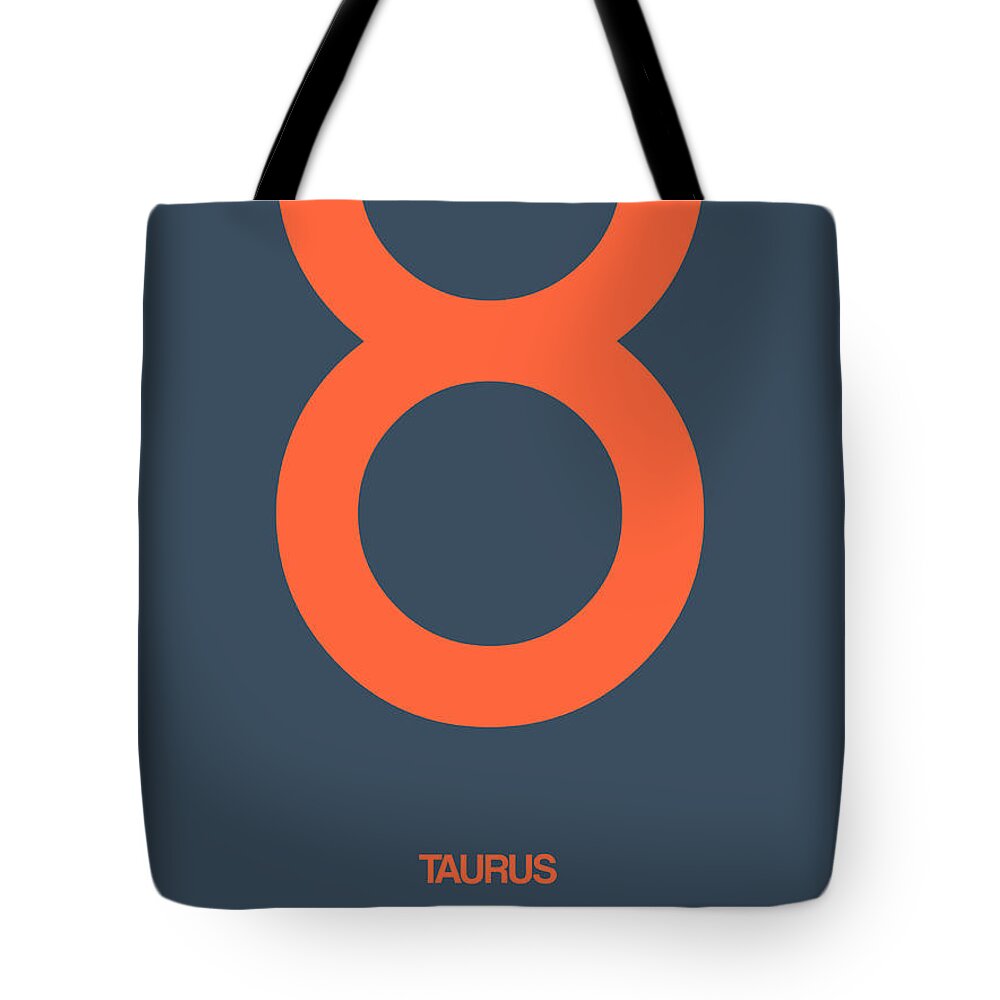 Taurus Tote Bag featuring the digital art Taurus Zodiac Sign Orange by Naxart Studio