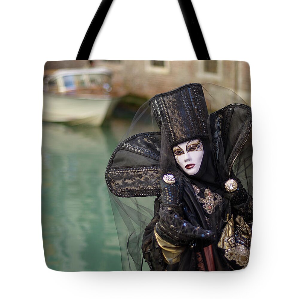 Mature Adult Tote Bag featuring the photograph Taylor Made Mask At Venice Carnival by Massimo Calmonte (www.massimocalmonte.it)