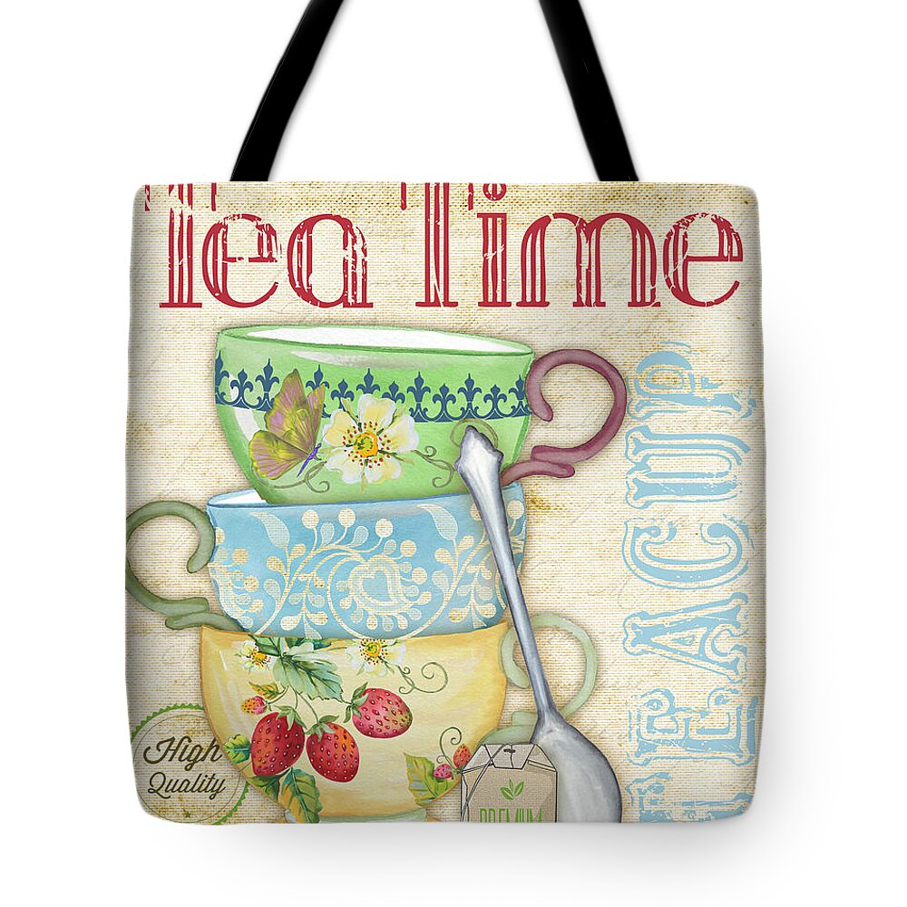 Digital Art Tote Bag featuring the digital art Tea Time-JP2570 by Jean Plout