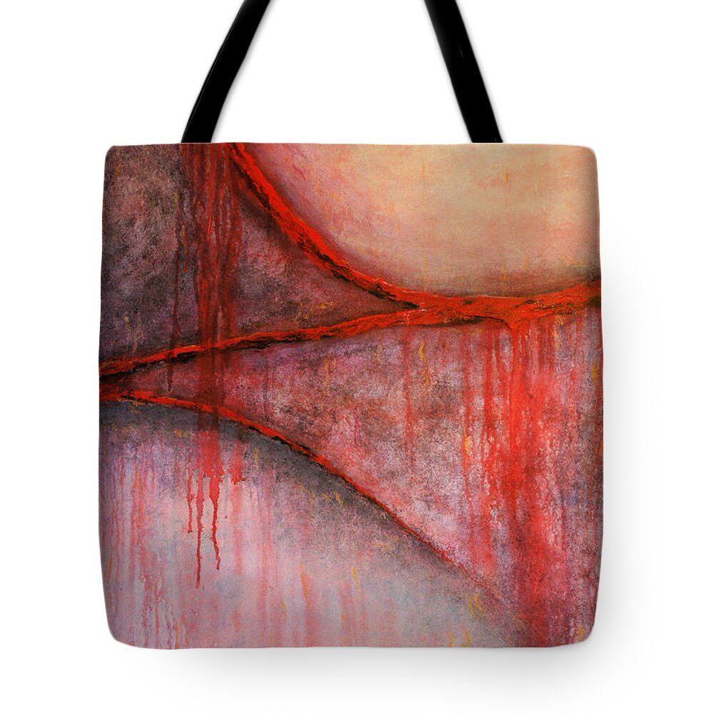 Abstract Tote Bag featuring the painting Tears of War by Michelle Joseph-Long