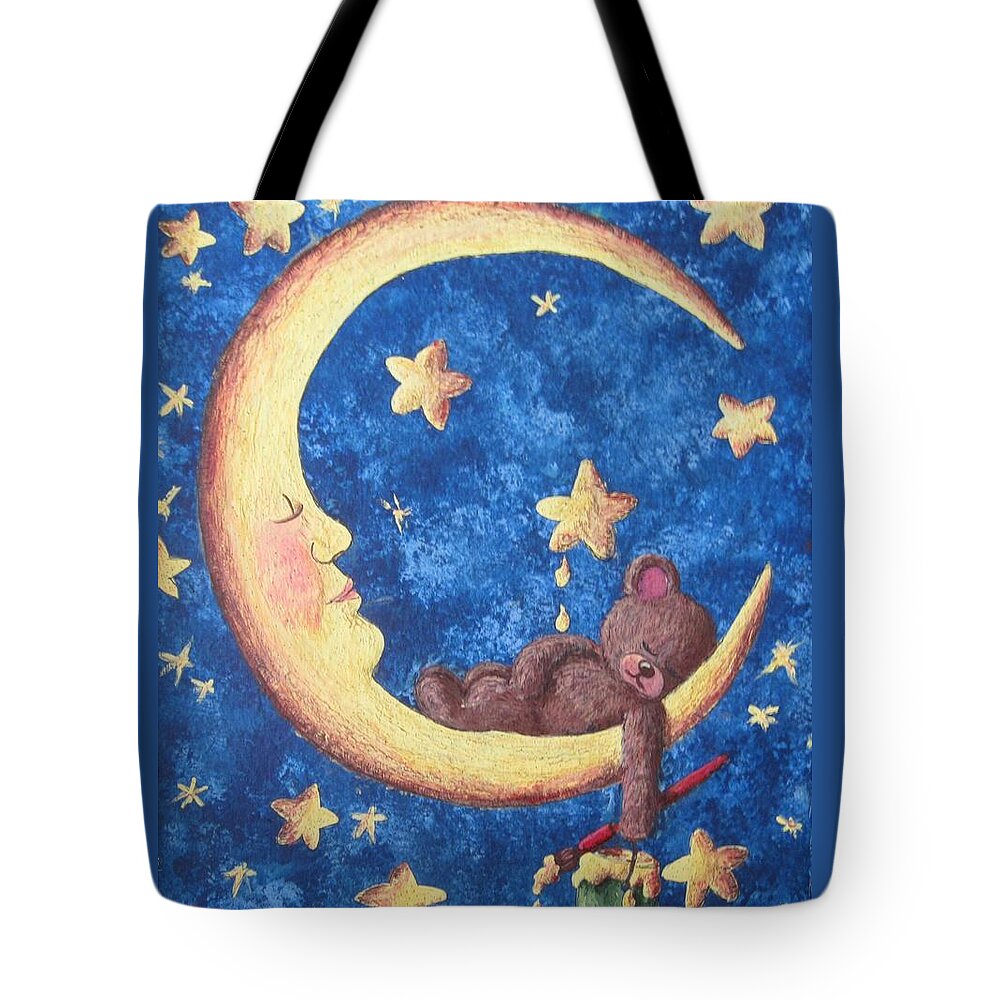 Children's Art Tote Bag featuring the painting Teddy bear dreams by Megan Walsh