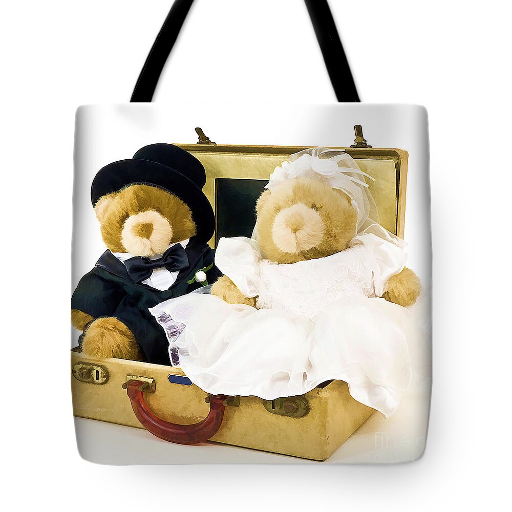 Wedding Bears Teddy Stuffed Animal Honeymoon Bride Groom Tote Bag featuring the photograph Teddy Bear Honeymoon by Edward Fielding