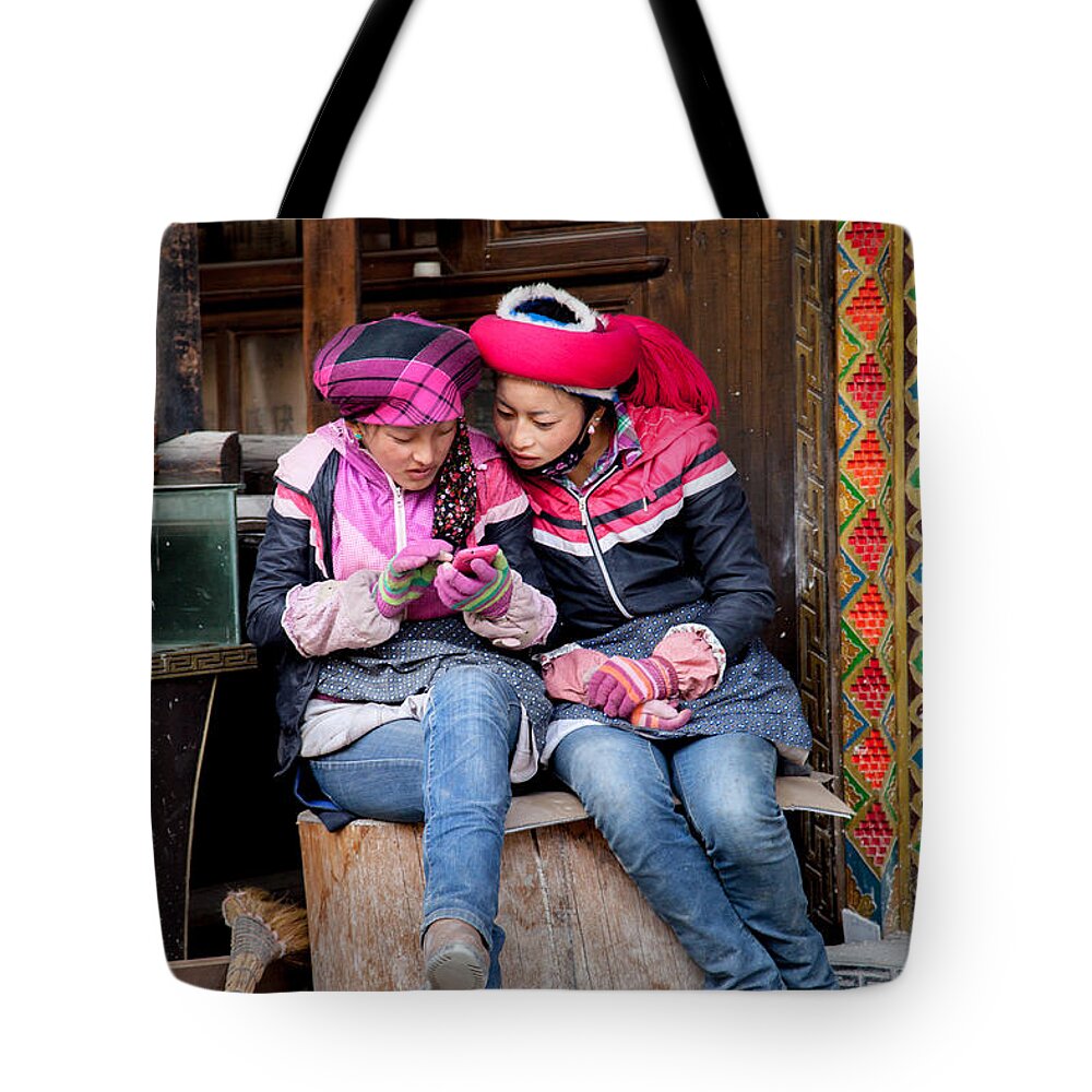 China Tote Bag featuring the photograph Teenage girls by W Chris Fooshee