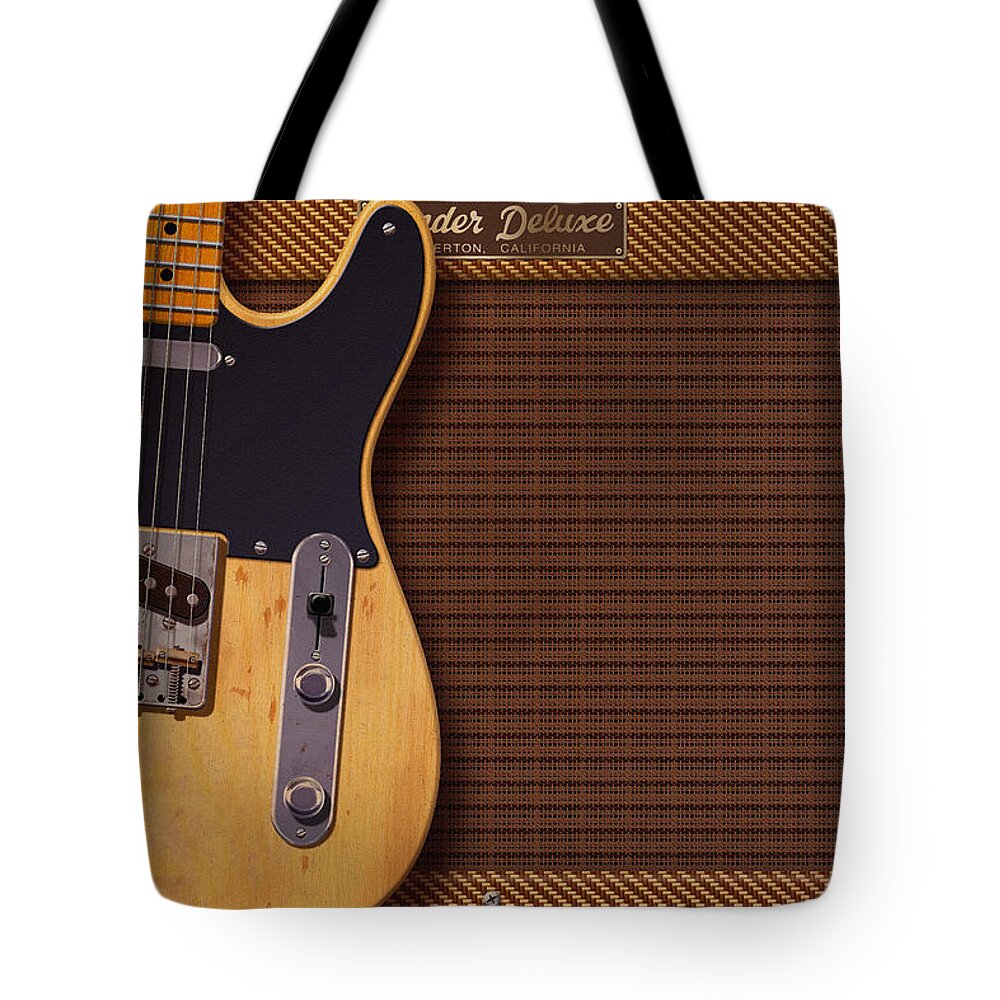 Fender Tote Bag featuring the digital art Telecaster Deluxe by WB Johnston