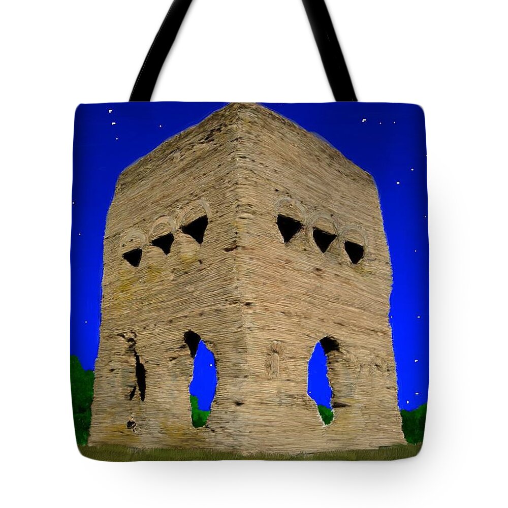 Temple Tote Bag featuring the painting Temple Janus France by Bruce Nutting