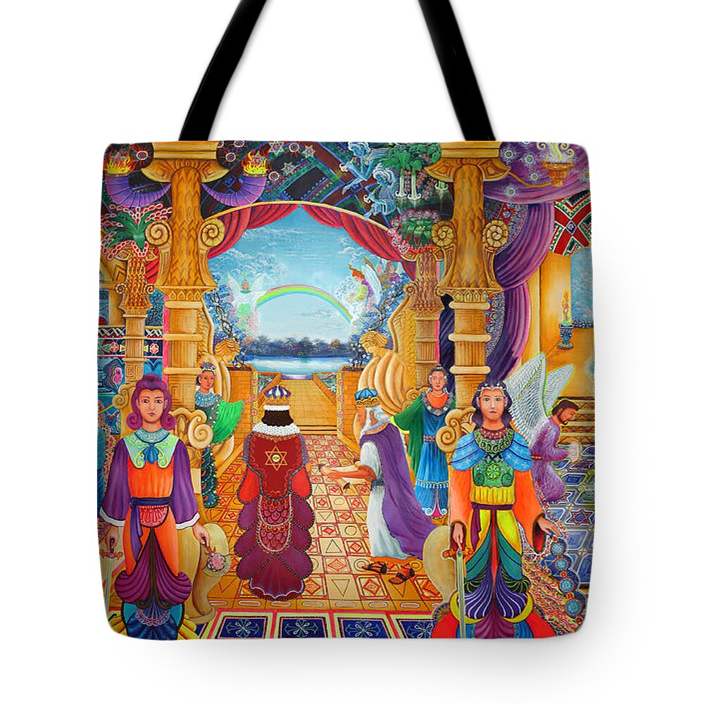 Pablo Amaringo Tote Bag featuring the painting Templo Sacrosanto by Pablo Amaringo