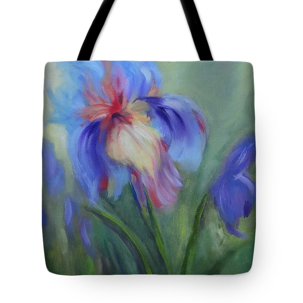 Iris Tote Bag featuring the painting Tennessee Iris Three by Carol Berning