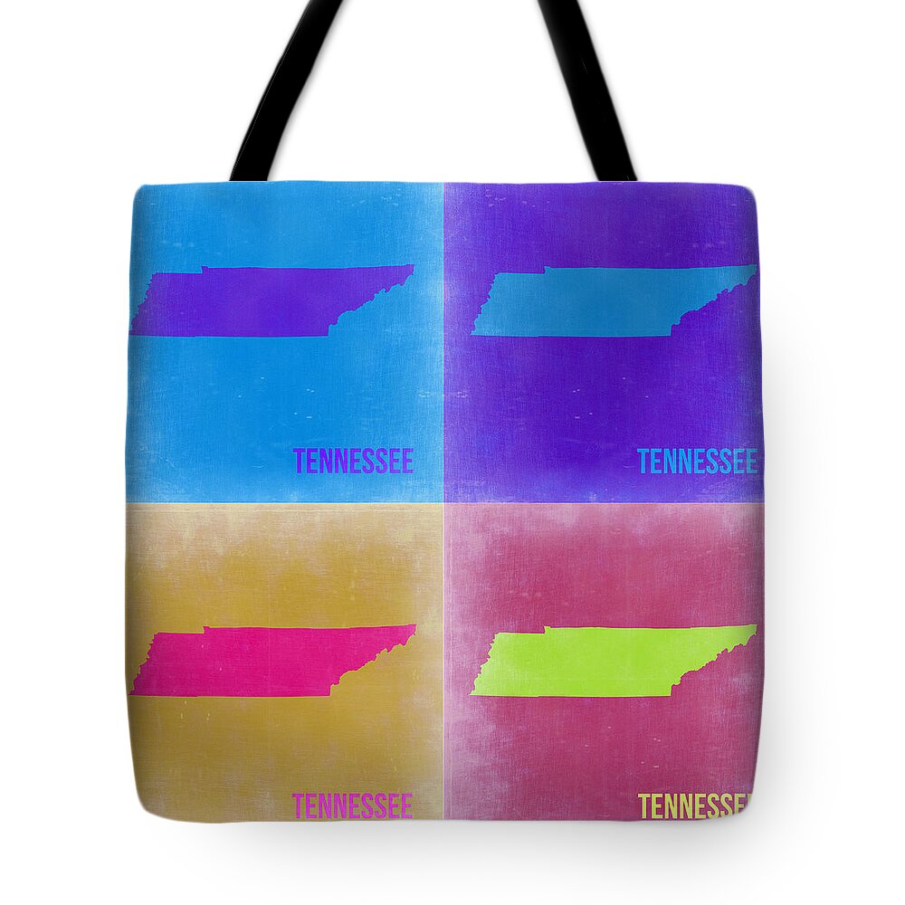 Tennessee Map Tote Bag featuring the painting Tennessee Pop Art Map 2 by Naxart Studio