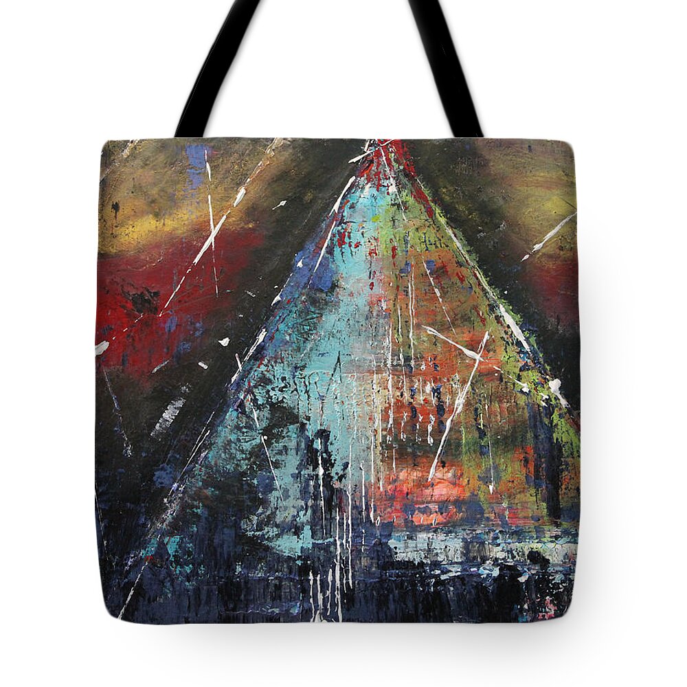 Tent Tote Bag featuring the painting Tent-ative by Lucy Matta