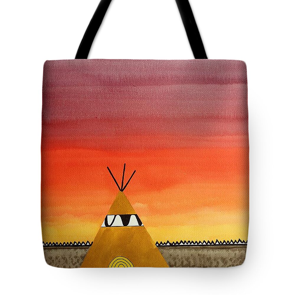 Teepee Tote Bag featuring the painting Tepee or Not Tepee original painting by Sol Luckman