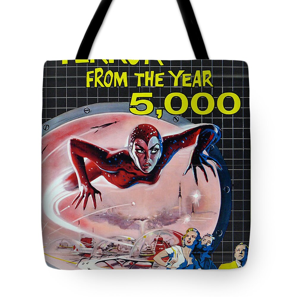Terror From The Year 5000 Tote Bag featuring the digital art Terror from the Year 5000 by Georgia Clare
