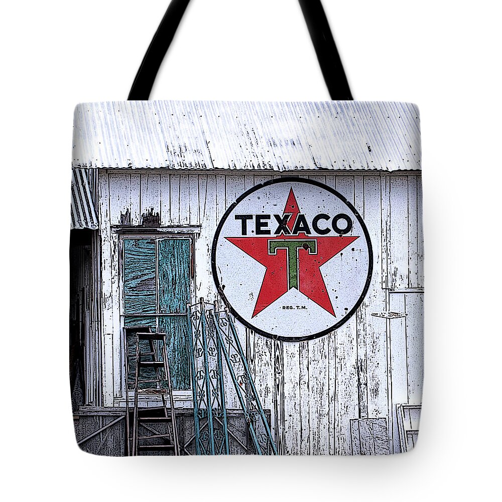 Texaco Canvas Print Tote Bag featuring the photograph Texaco Times Past by Lucy VanSwearingen