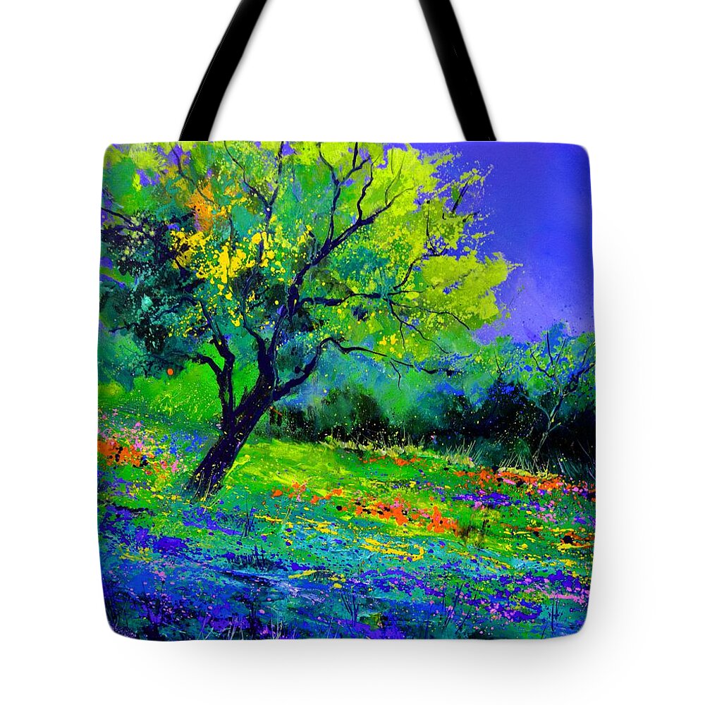 Landscape Tote Bag featuring the painting Texan oak 764110 by Pol Ledent
