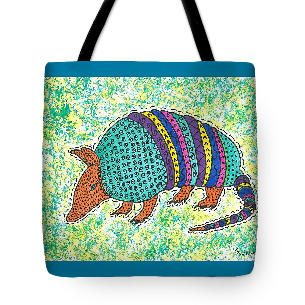 Armadillo Tote Bag featuring the painting Texas Armadillo by Susie Weber