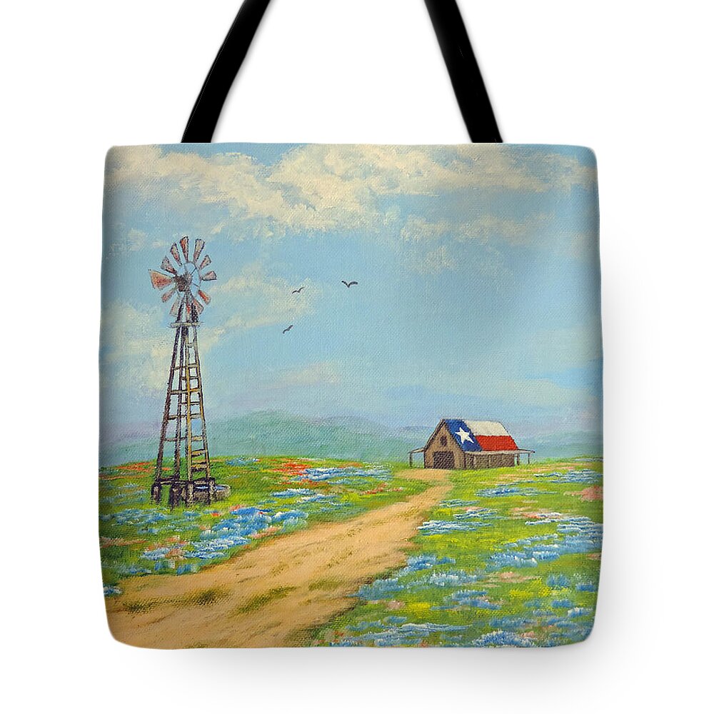 Texas Tote Bag featuring the painting Texas High Sky by Jimmie Bartlett