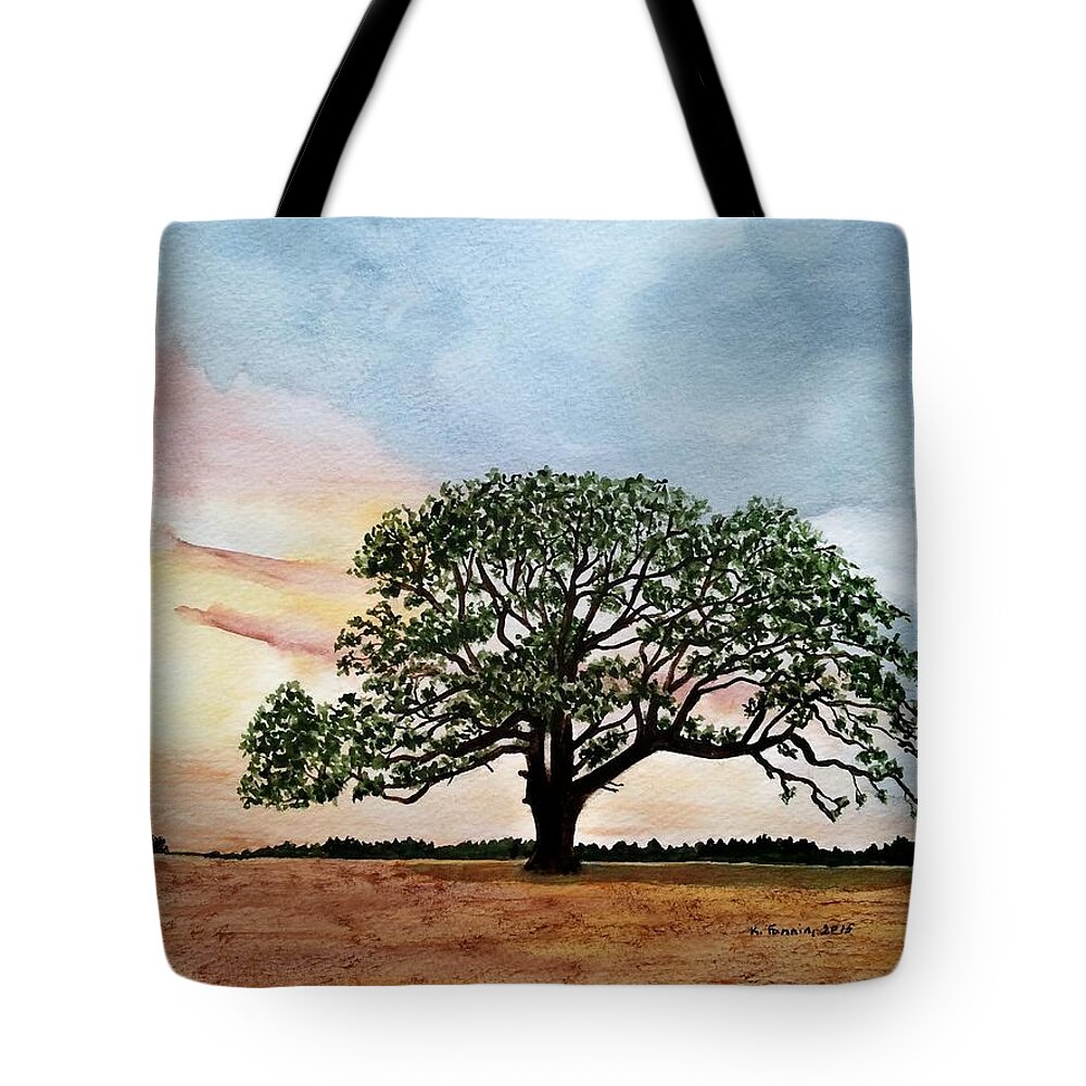 Oak Tote Bag featuring the painting Texas Live Oak by B Kathleen Fannin