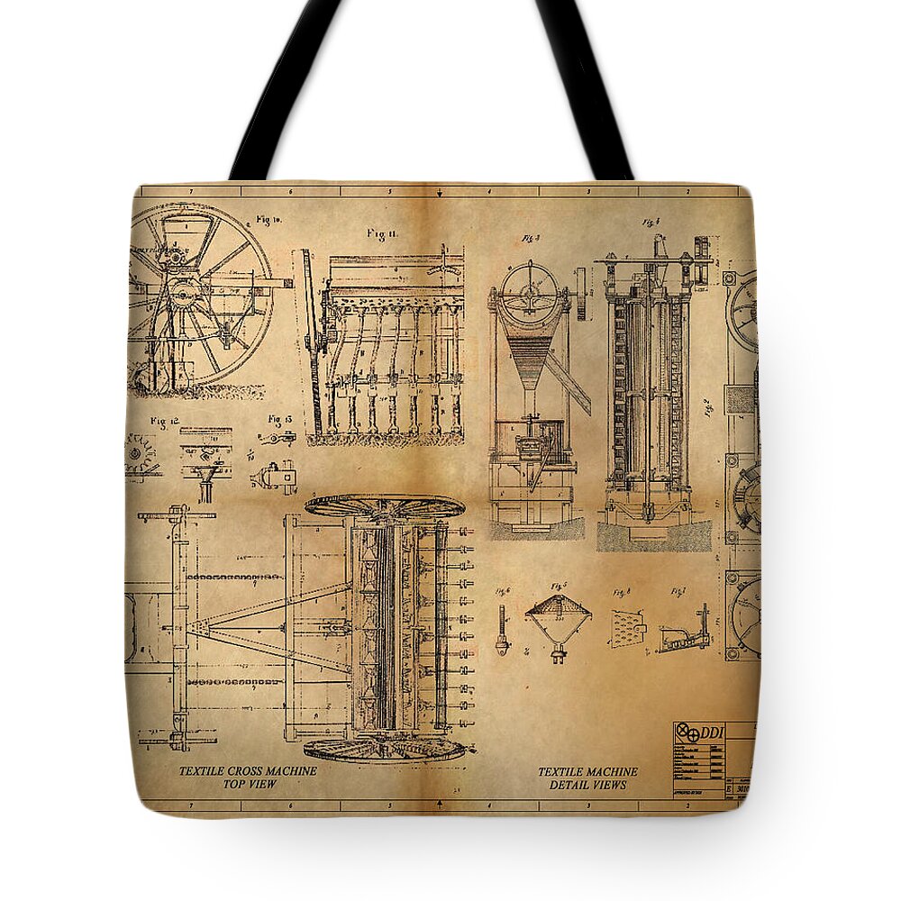 Steampunk Tote Bag featuring the painting Textile Machine by James Hill