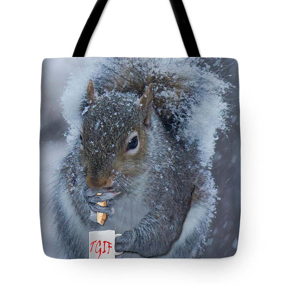 Winter Card Tote Bag featuring the photograph TGIF with a cup of Coffee by Sandra Clark