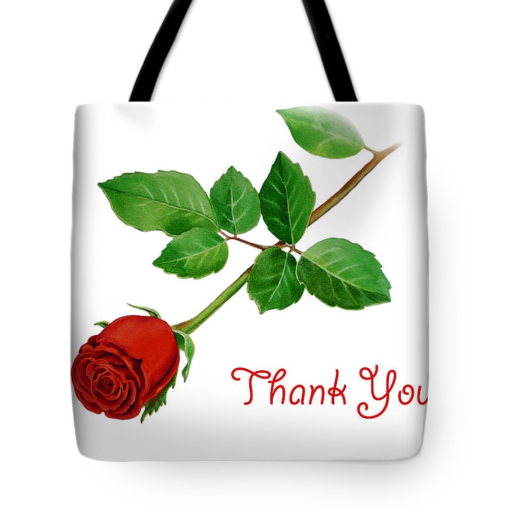 Rose Tote Bag featuring the painting Thank You Card Red Rose by Irina Sztukowski