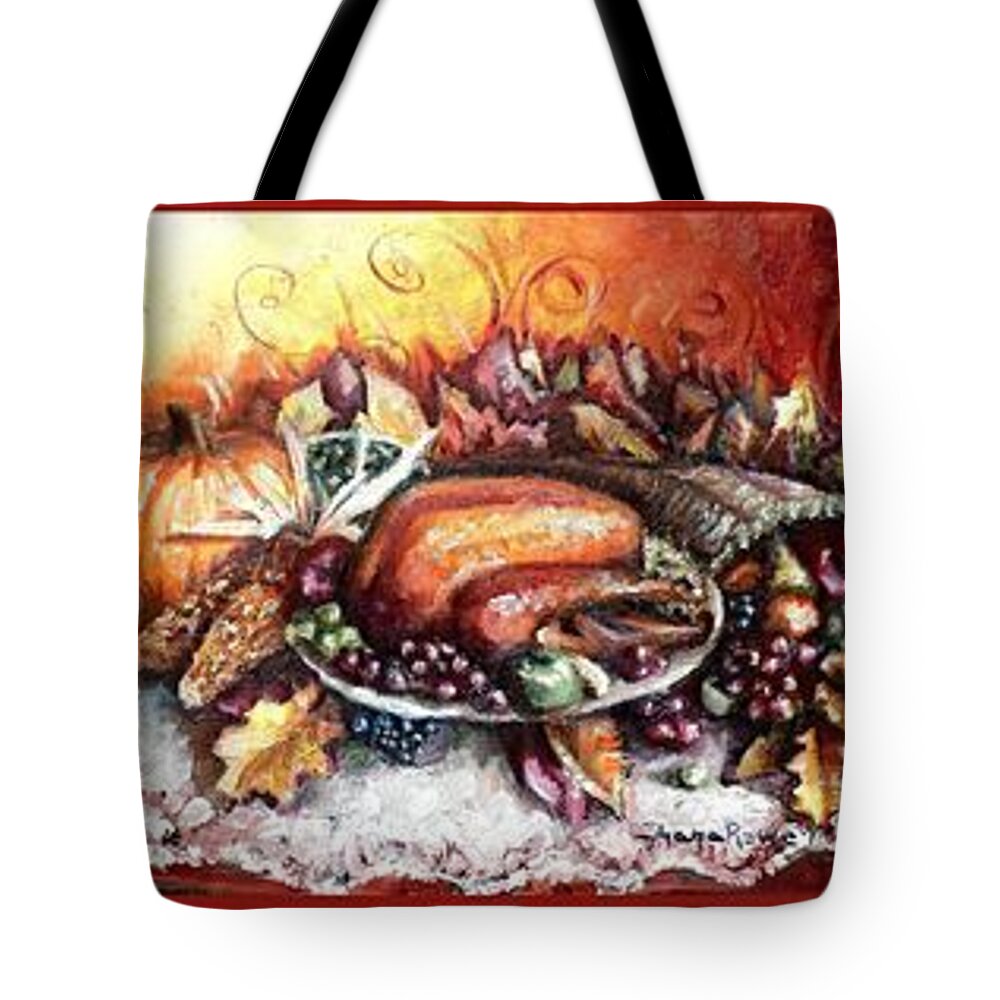Thanksgiving Tote Bag featuring the painting Thanksgiving Autumnal Collage by Shana Rowe Jackson