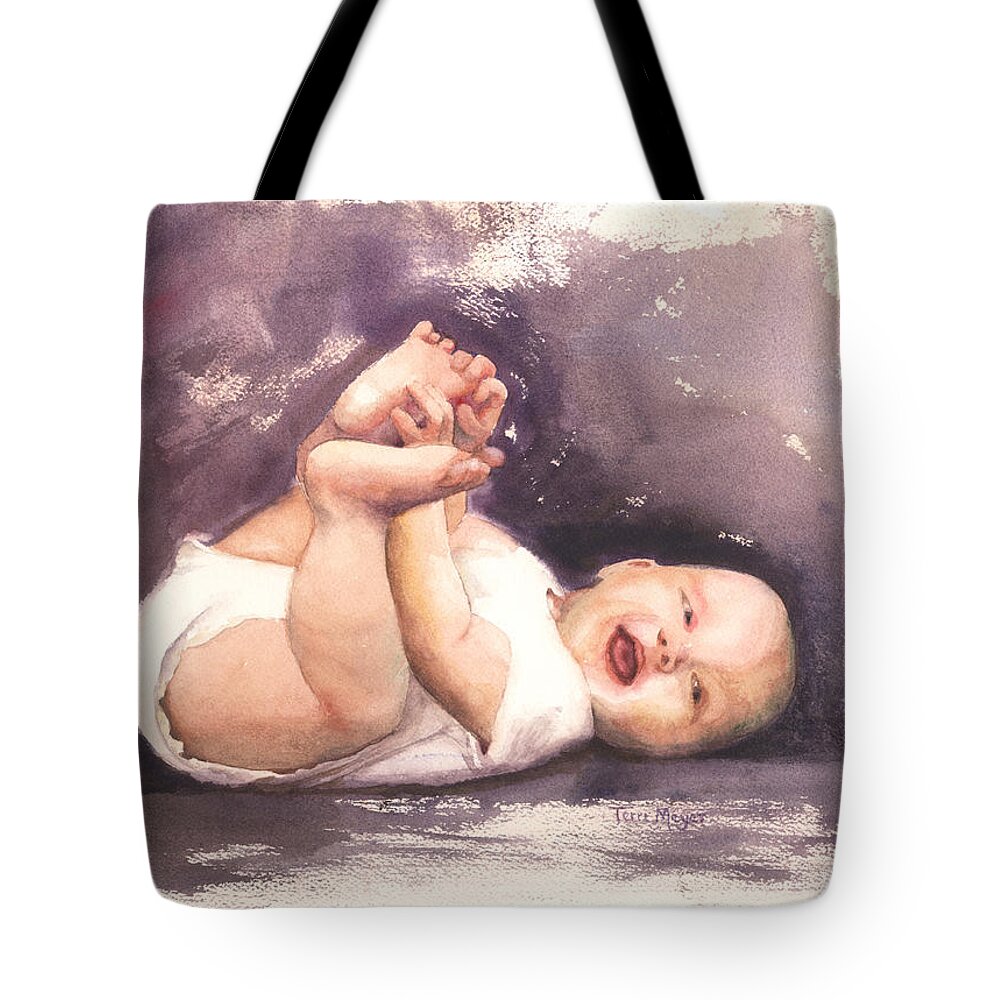 Laughing Baby Picture Tote Bag featuring the painting That's Such a Laugh by Terri Meyer