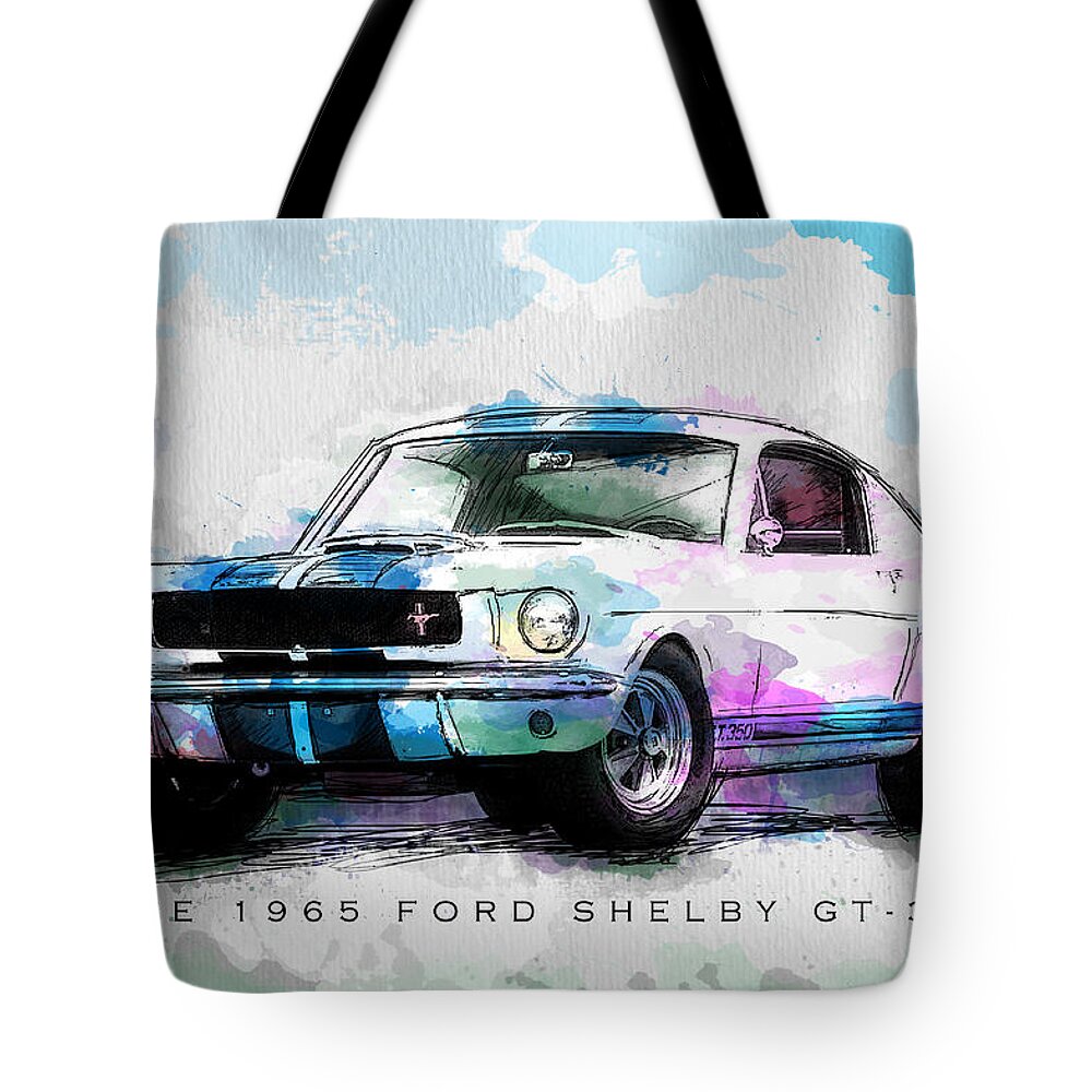 The 1965 Ford Shelby Gt-350 Tote Bag featuring the digital art The 1965 Ford Shelby GT 350 by Gary Bodnar