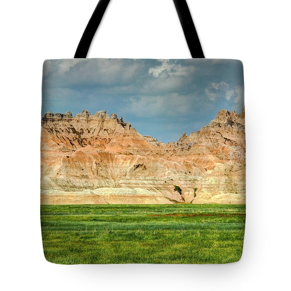 Badlands Tote Bag featuring the photograph The Aggro Crag by Anthony Wilkening