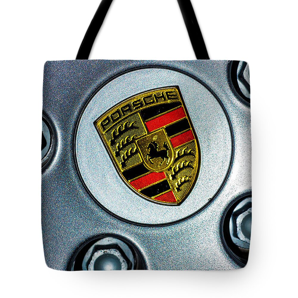 Porsche Tote Bag featuring the photograph The Badge by Shannon Harrington