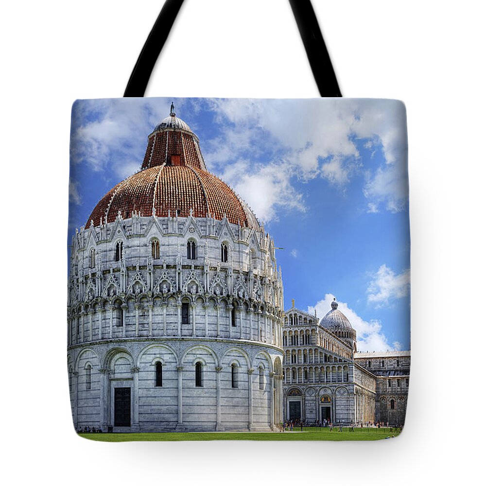 Grass Tote Bag featuring the photograph The Baptistery, Cathedral & Leaning by Artie Photography (artie Ng)