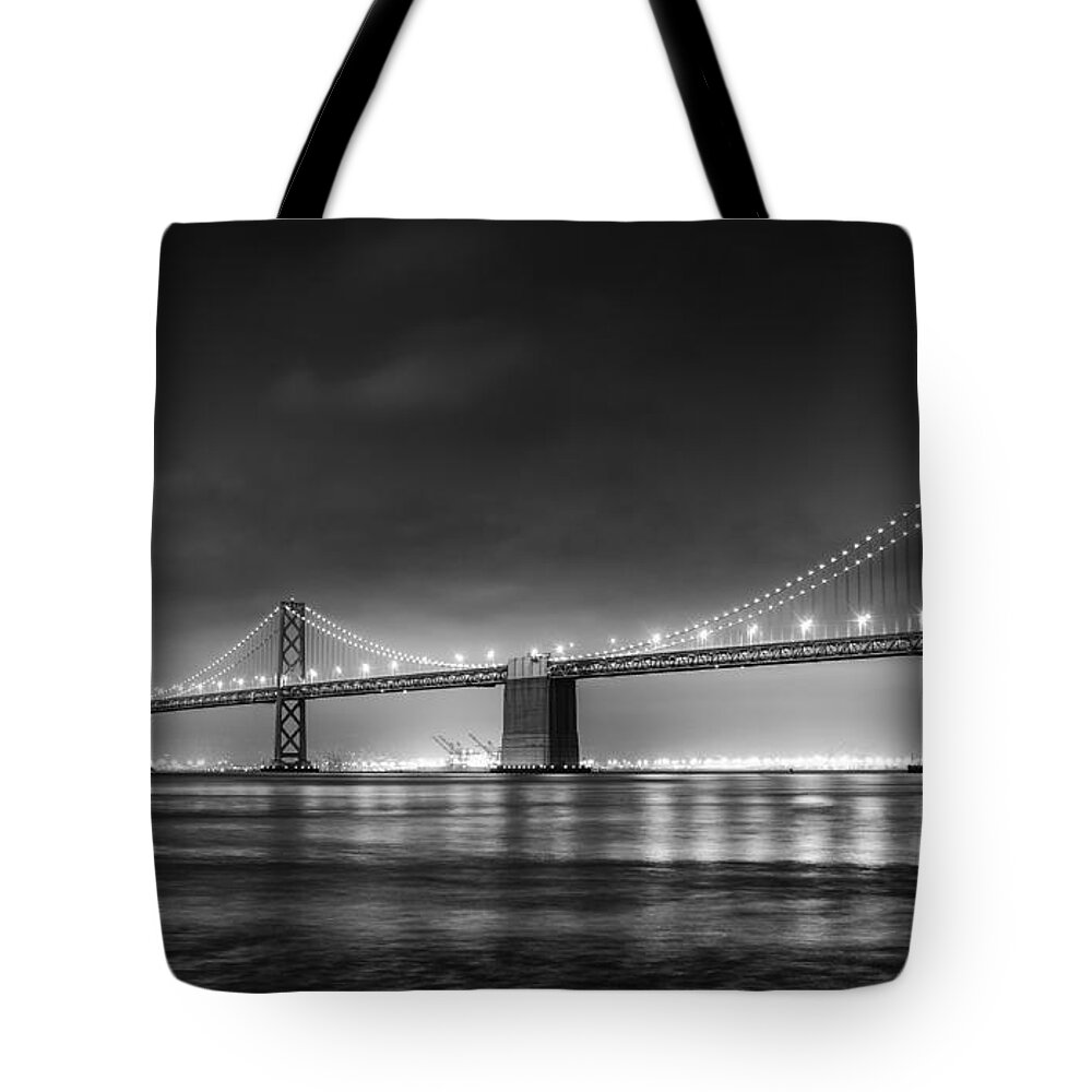 Bridge Tote Bag featuring the photograph The Bay Bridge Monochrome by Scott Norris