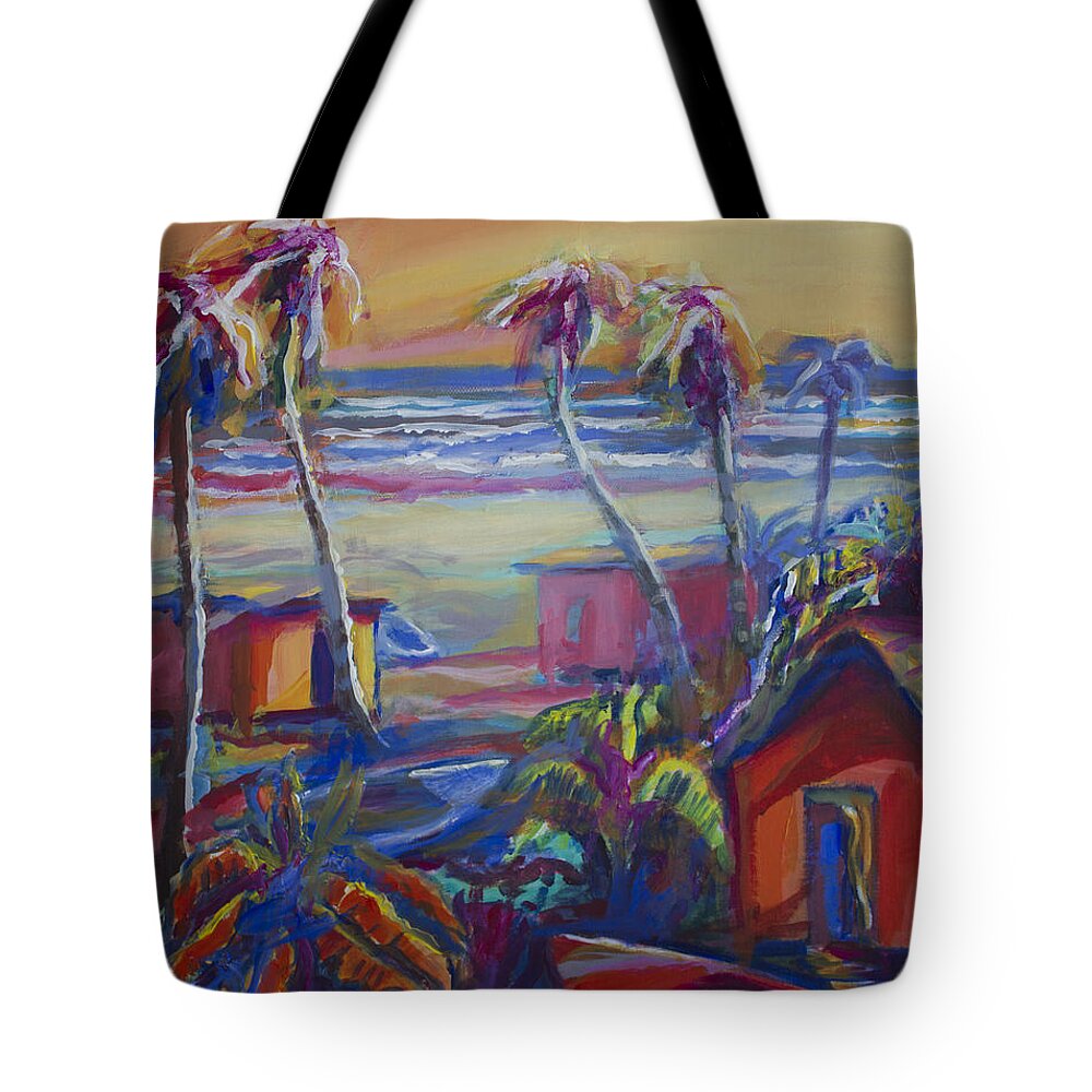 Abstract Tote Bag featuring the painting The Beach by Cynthia McLean