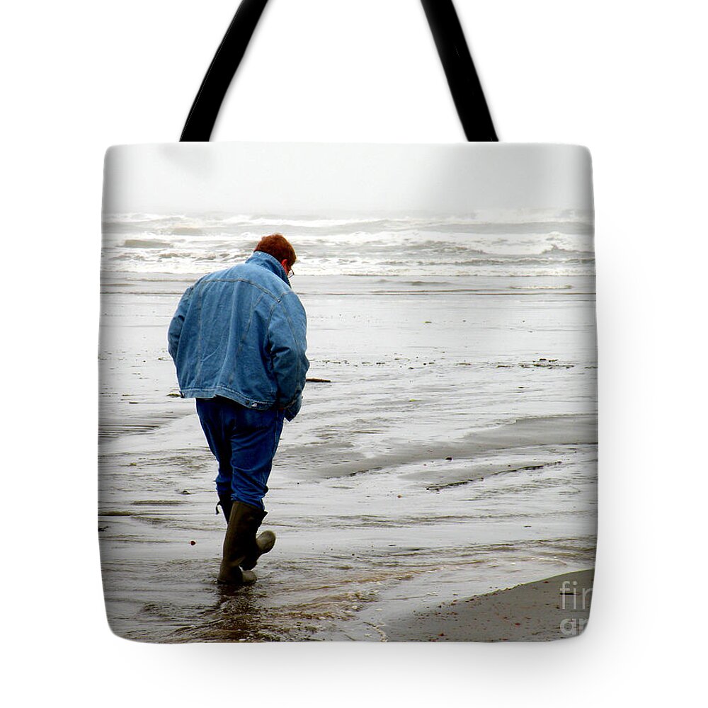Seashells Tote Bag featuring the photograph The Beachcomber by Kathy White