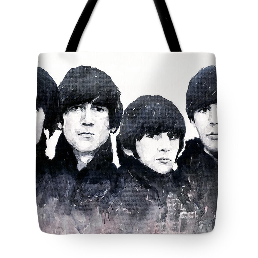 Watercolour Tote Bag featuring the painting The Beatles by Yuriy Shevchuk