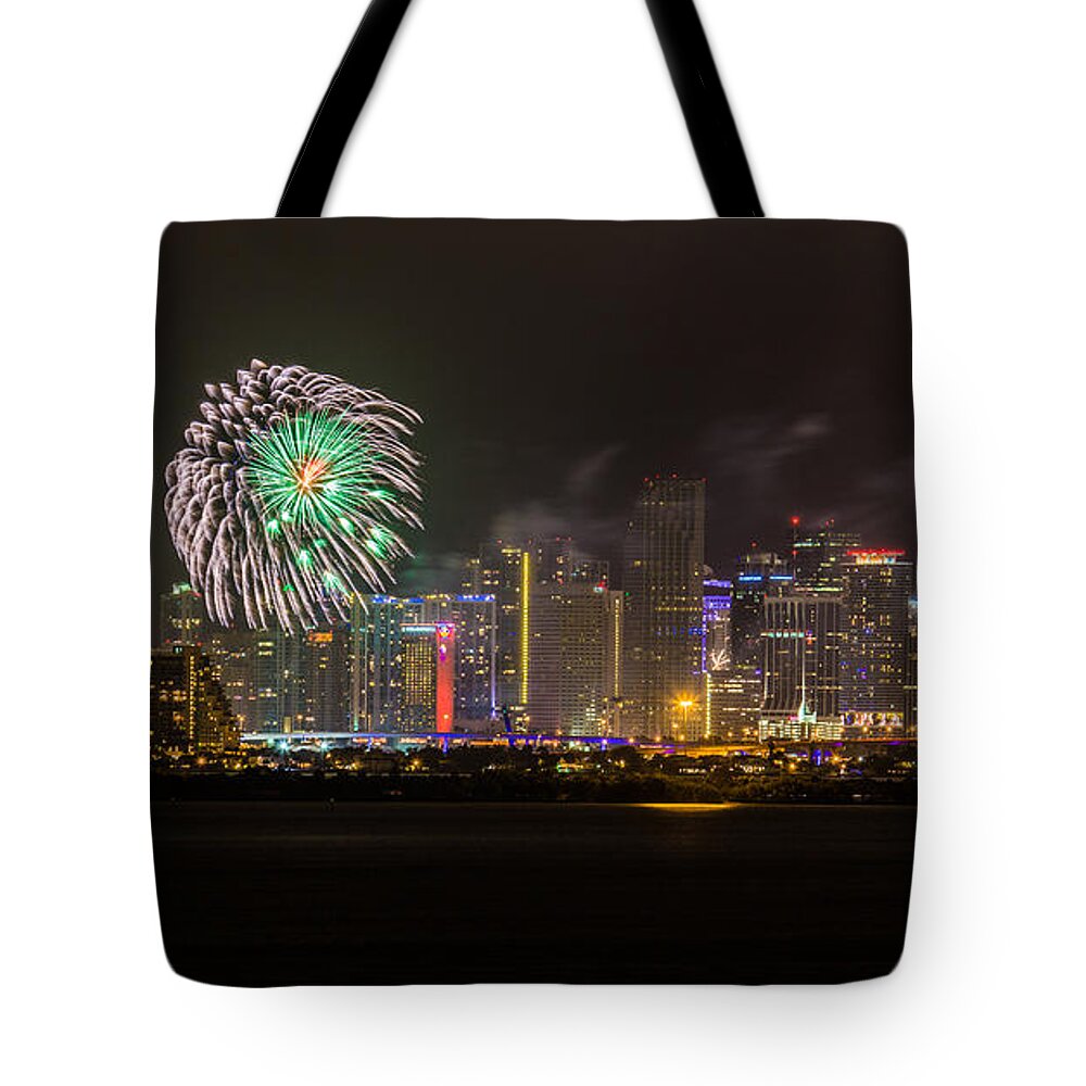 Fireworks Tote Bag featuring the photograph The Beginning of 2014 by Rene Triay FineArt Photos