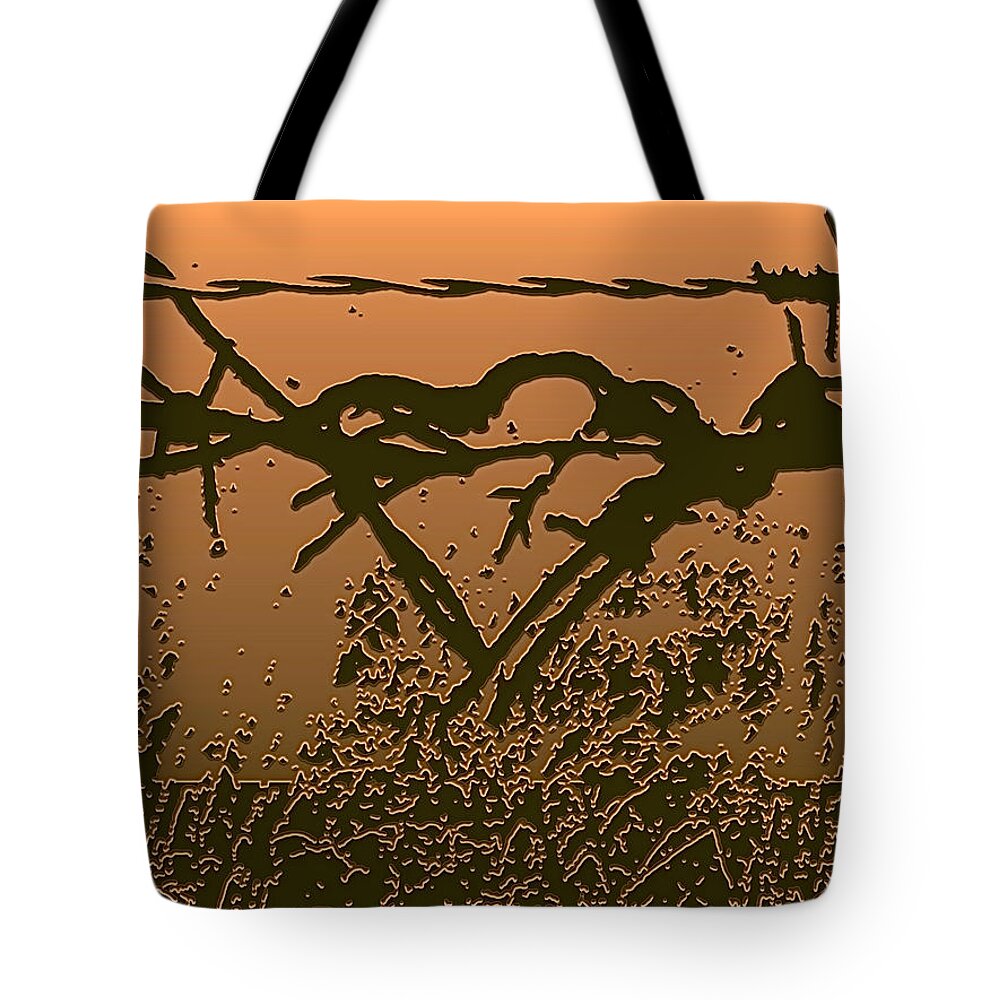 Barb Tote Bag featuring the photograph The Beginnings - Barbed Wire Series by Lesa Fine