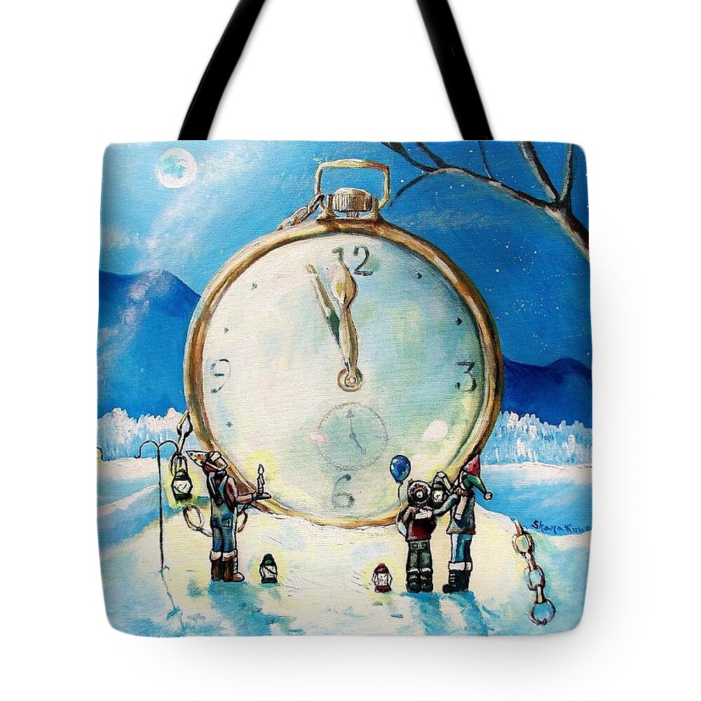 Watch Tote Bag featuring the painting The Big Countdown by Shana Rowe Jackson