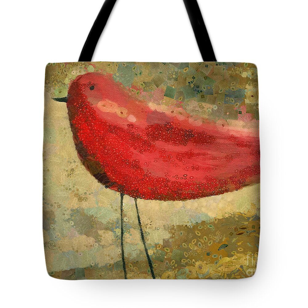 Bird Tote Bag featuring the painting The Bird - k03b by Variance Collections