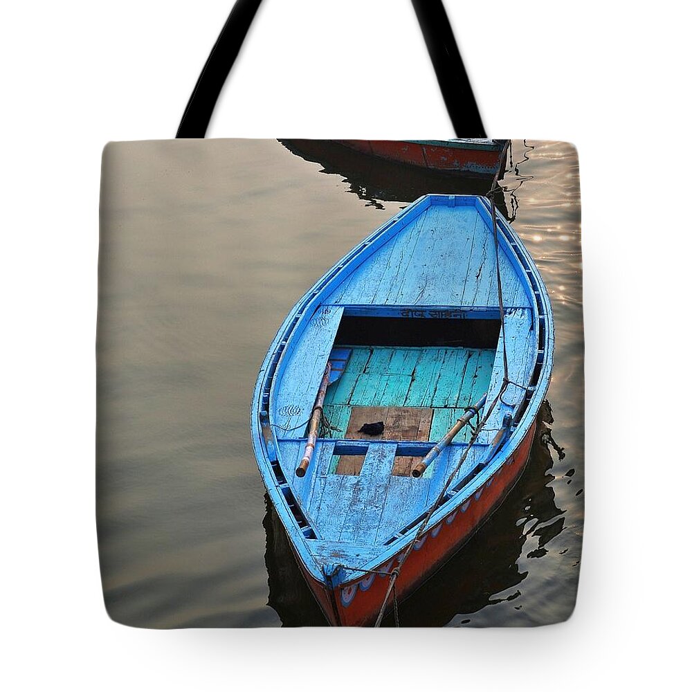Blue Boat Tote Bag featuring the photograph The Blue Boat by Kim Bemis