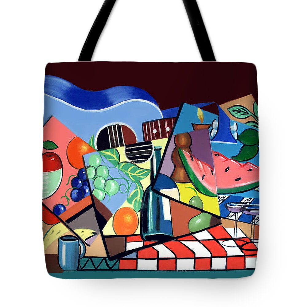 The Blue Guitar Tote Bag featuring the painting The Blue Guitar by Anthony Falbo