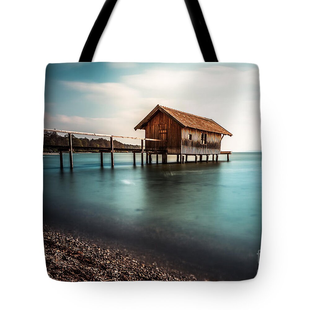 Ammersee Tote Bag featuring the photograph The boats house II by Hannes Cmarits