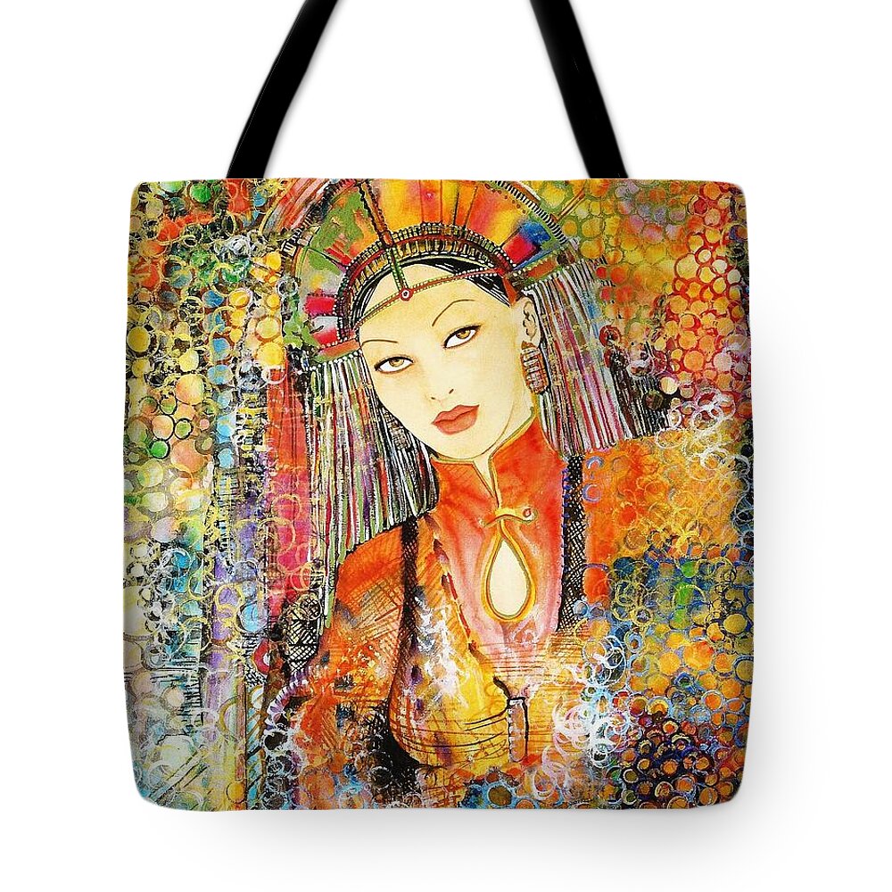Exotic Tote Bag featuring the painting The Bride by Frances Ku
